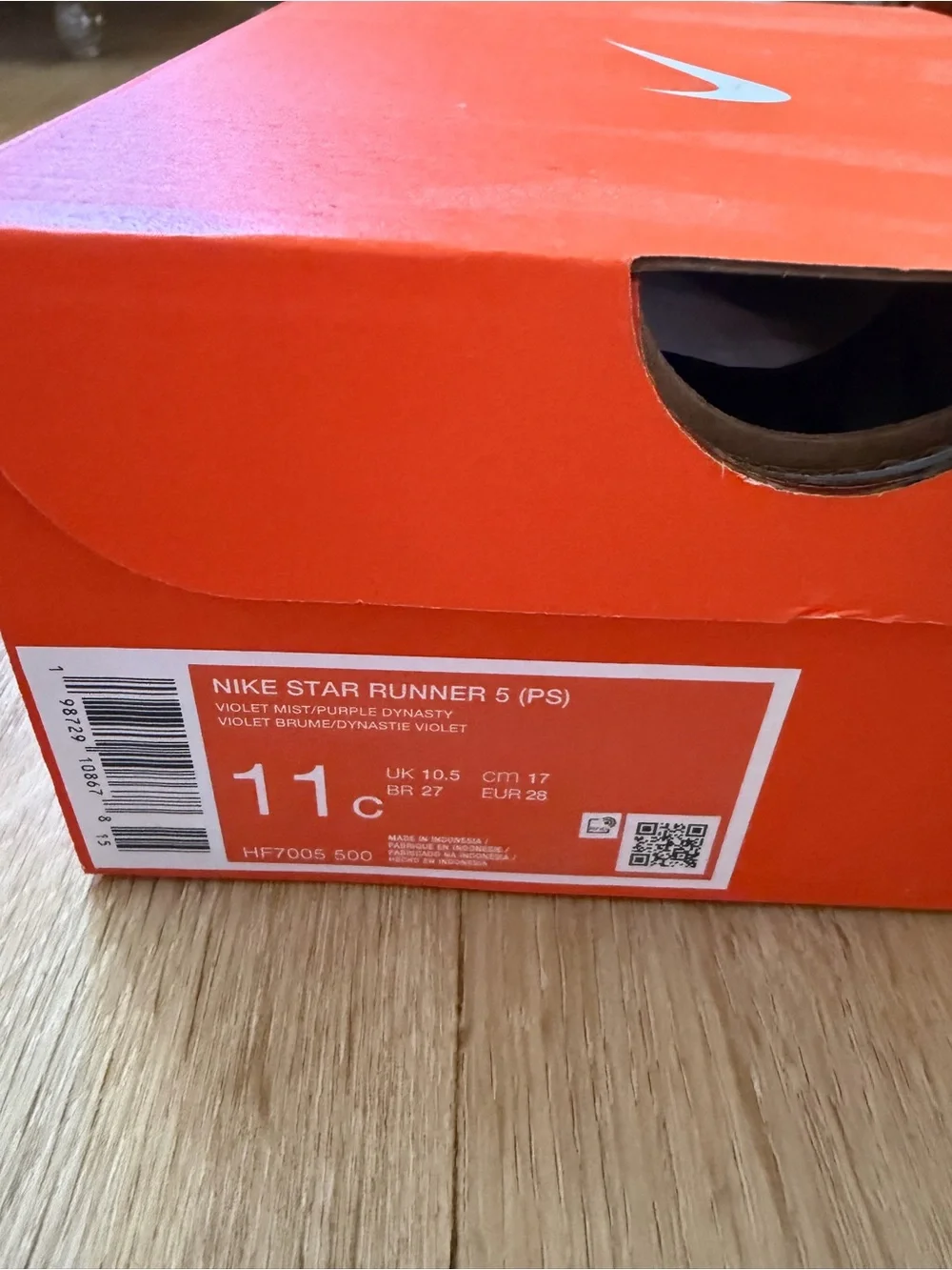 Nike Kids' Lilac and Purple Velcro Sneaker - New with Box